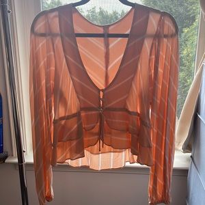 Peach free people long sleeve top. Hippie boho casual